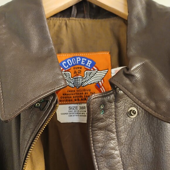 Vintage Cooper A2 Genuine Leather Bomber Flight Jacket - Picture 3 of 16